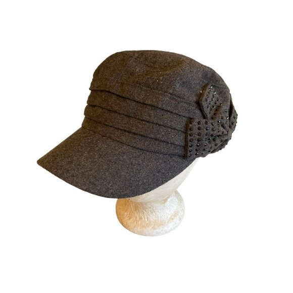 Collection Eighteen Gray Military Cadet Cap Hat Sparkle Bow Detail One Size - Picture 1 of 7